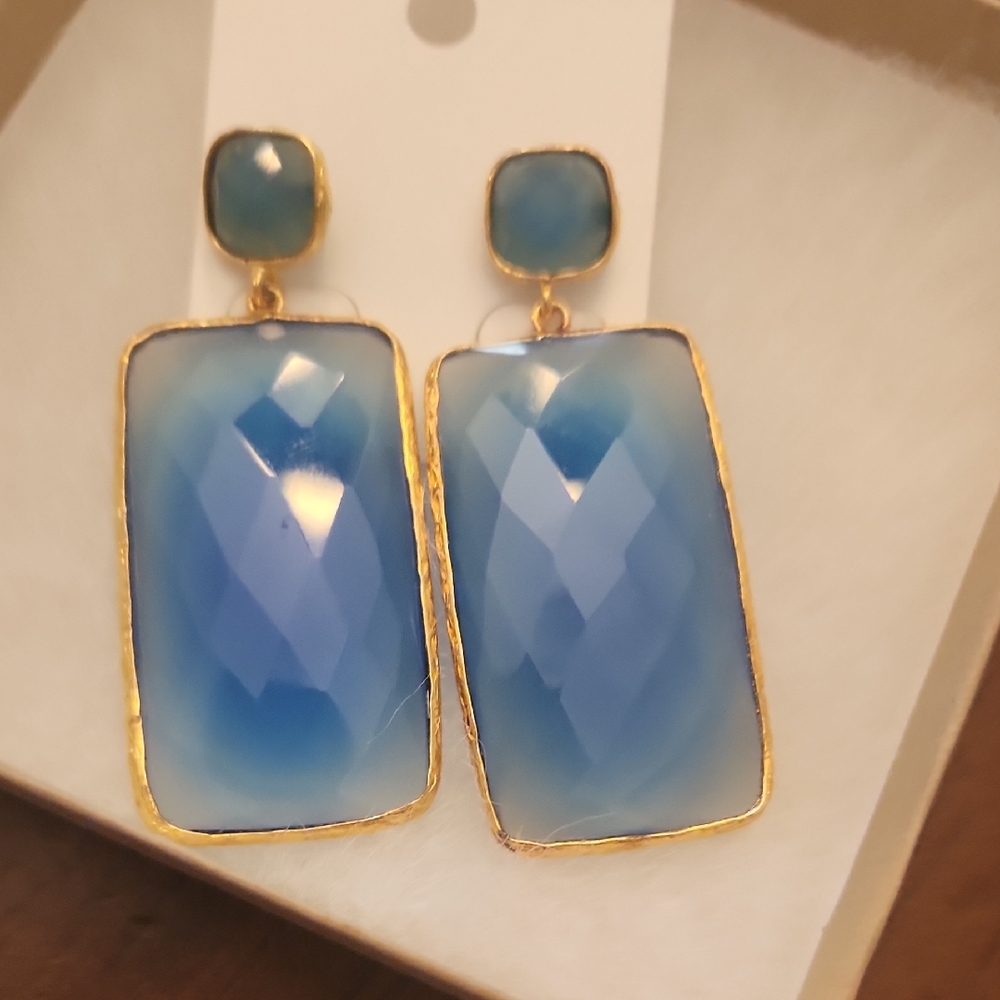 Elegant Blue and Gold Earrings
